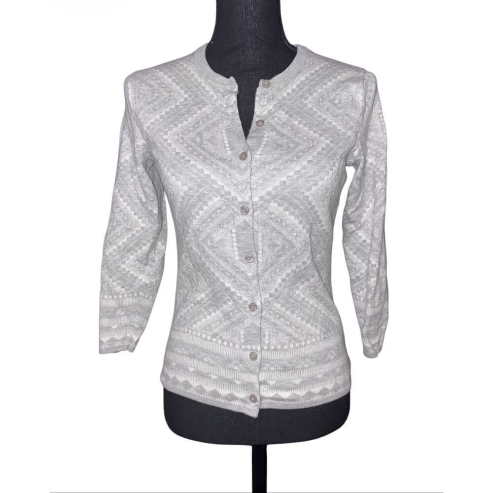 Bass Geometric Button Up Cardigan